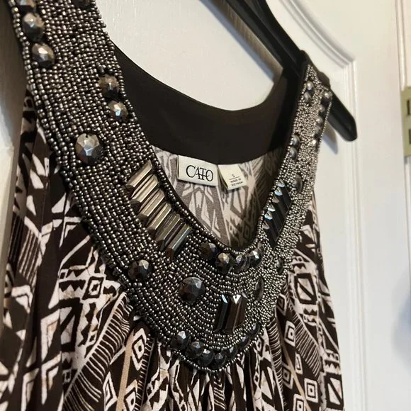 Cato-Small maxi Dress-embellished neck line, beads - Picture 9 of 11